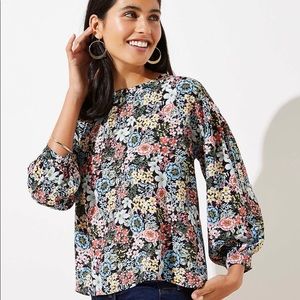 Loft Bouquet Mixed Media Blouse